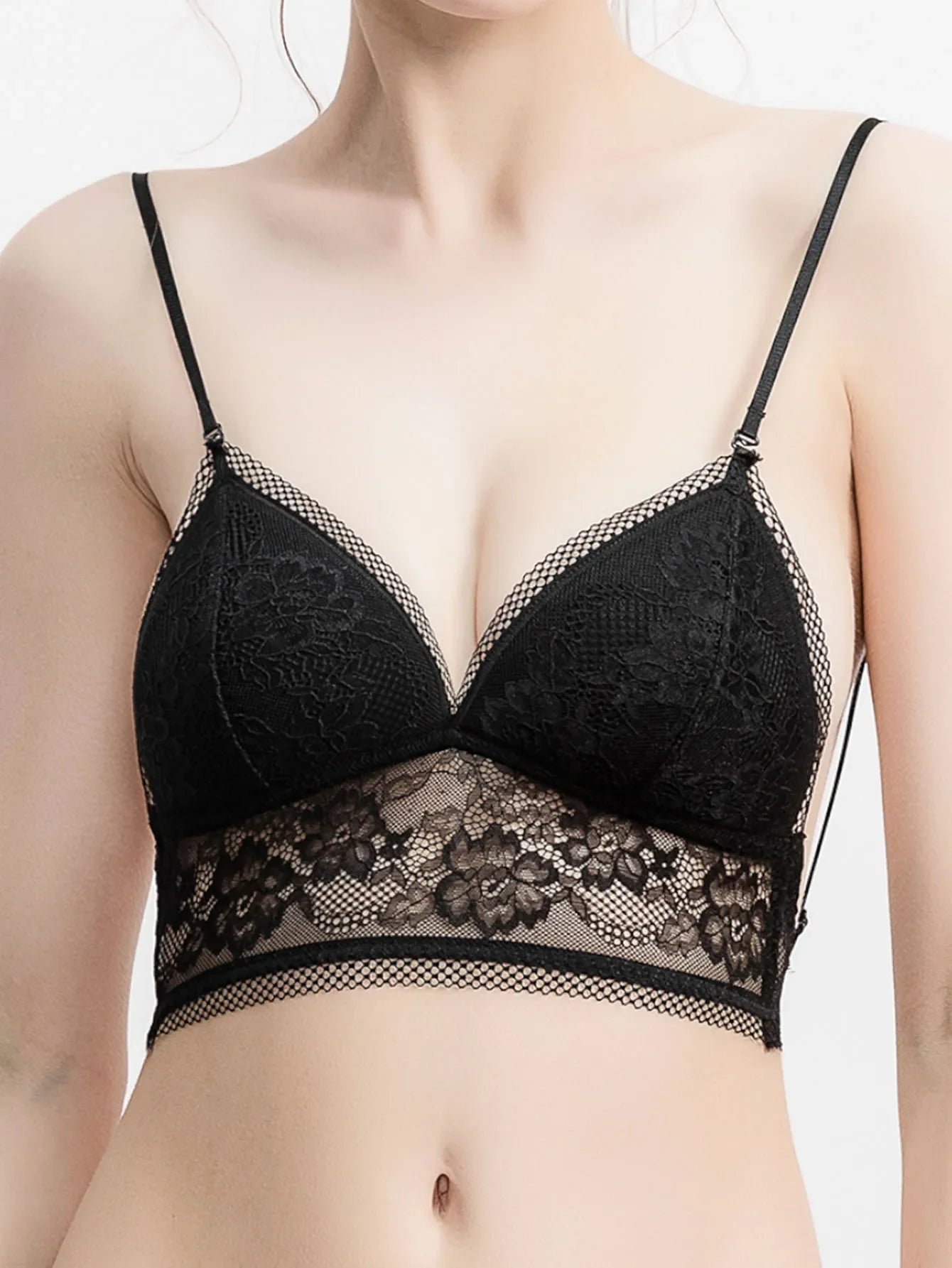 Women‘s lace bralette wireless push-up bra U back sexy Lingerie Deep V bra sexy backless invisible underwear with crossed back