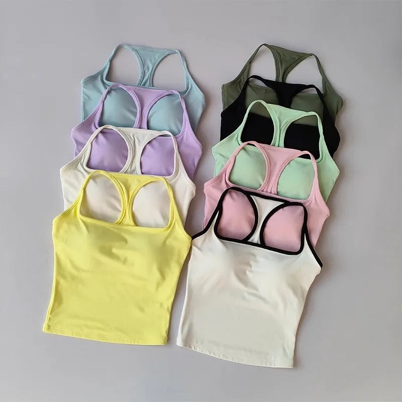 Women's Cross-Back Yoga Sports Vest One-Piece Cup Versatile Training Fitness Bra Colorful Fitness Clothing for Active Women