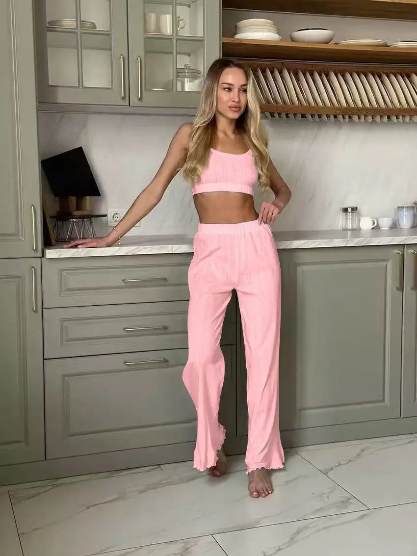 Women's Sleepwear Suspender Pants Comfort Pajama Pants Set Cotton Women's Pajamas Loungewear  Pjamas for Women Pajama