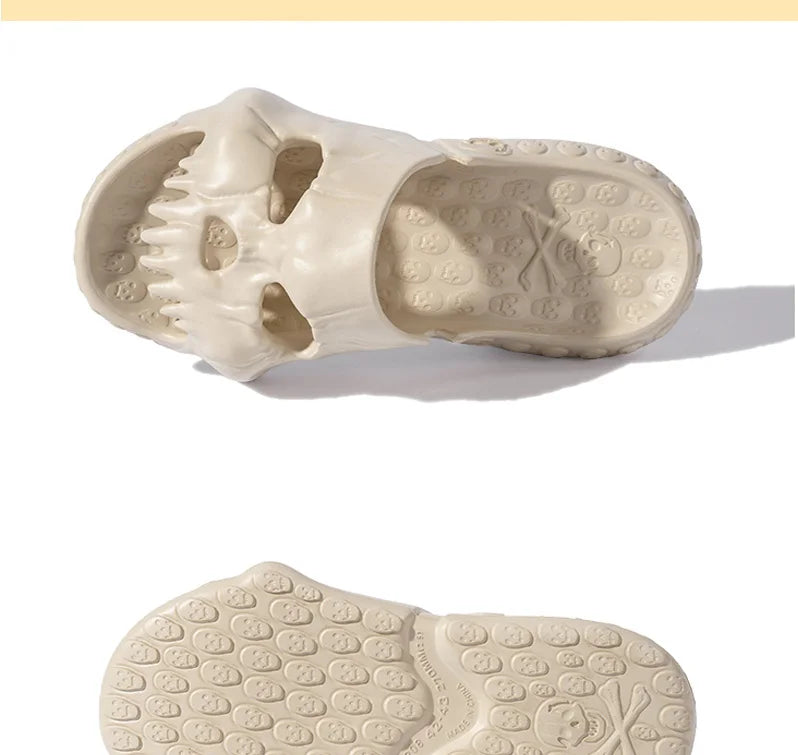 New Personalized Skull Design Men Slippers 2024 Summer Outdoor Fun Slides Thick Bottom of Beach Non-slip Leisure Women Sandals