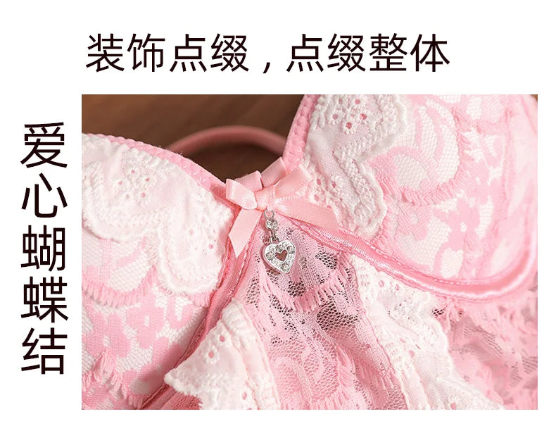 MOYISU Rhinestone Lace Corset Bra Set Pink Halter Bustier Slim-Fit Waist Trainer Sexy Lingerie for Women Party Wedding Outerwear