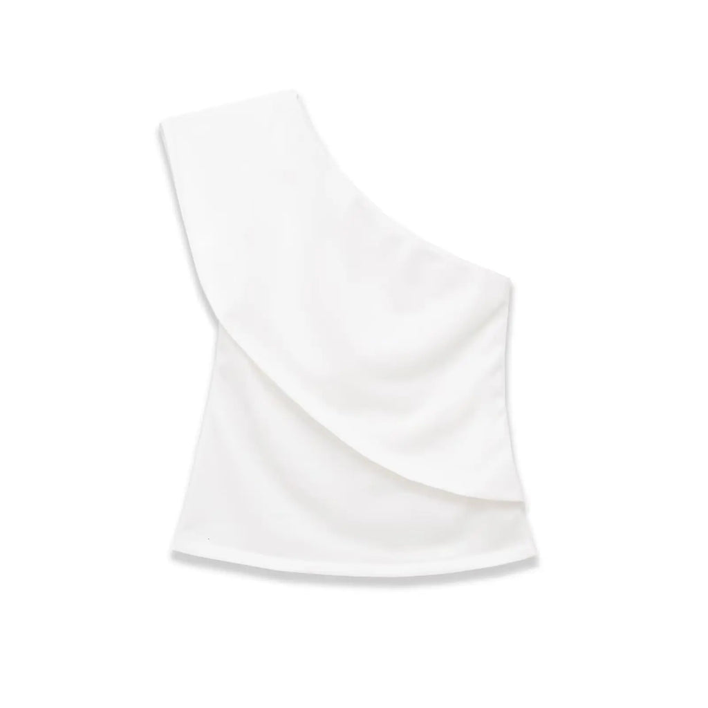 Women's Fashion Casual Off-Shoulder Stylish Top White Top Slim Fit Single Sleeve Casual Blouse For Women Daily Party Wear QHRH