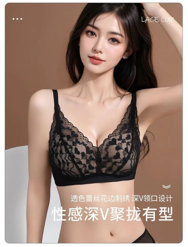 Japanese Sexy Lace Bralette Wireless Bra for Small Chest, Push Up, Side Coverage, Fights Sagging, New Trendy MOYISU Sexy Tushy B