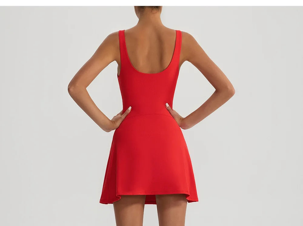 Tennis Fitness Dresses Women Fake Two Piece Sports Dress Outdoor Casual High Elasticity  Running Yoga Golf Mini Skirts