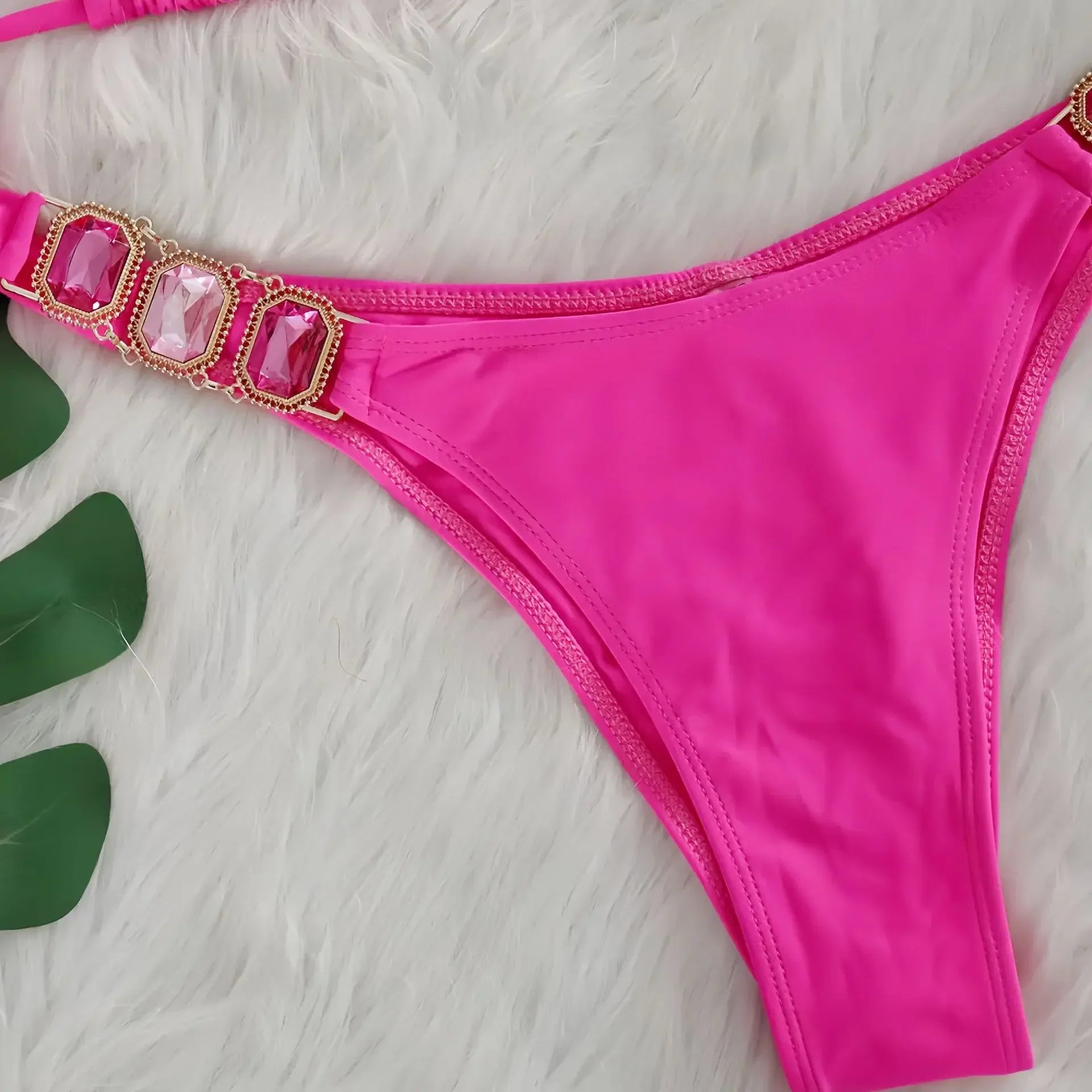 Halter Scrunch Butt Rhintstone Diamond Bikini Women Swimsuit Female Swimwear Two Pieces Bikini Set Brazilian Bathing Suit Swim