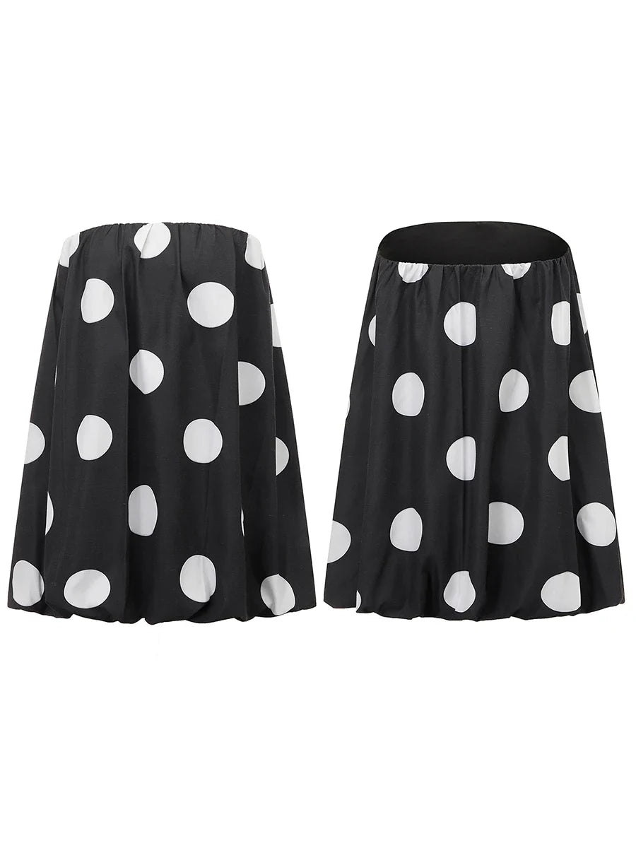 Women Mini Dress Dot Print Backless Tube Dress Summer Party Fashion Casual Strapless Dress