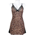 Women Pajama Sexy Leopard Dress Nightdress Side Split Lace Sleep Dress Female Lingerie Nightgown Homewear Clothing