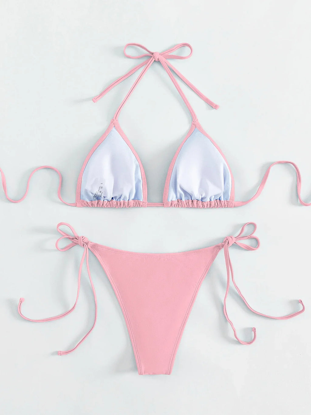 DEKA Women Sexy Rhinestones Bikini Set With Solid Color Thong Swimwear Female Push Up Swimsuit Beach Swimming Bathing Suit