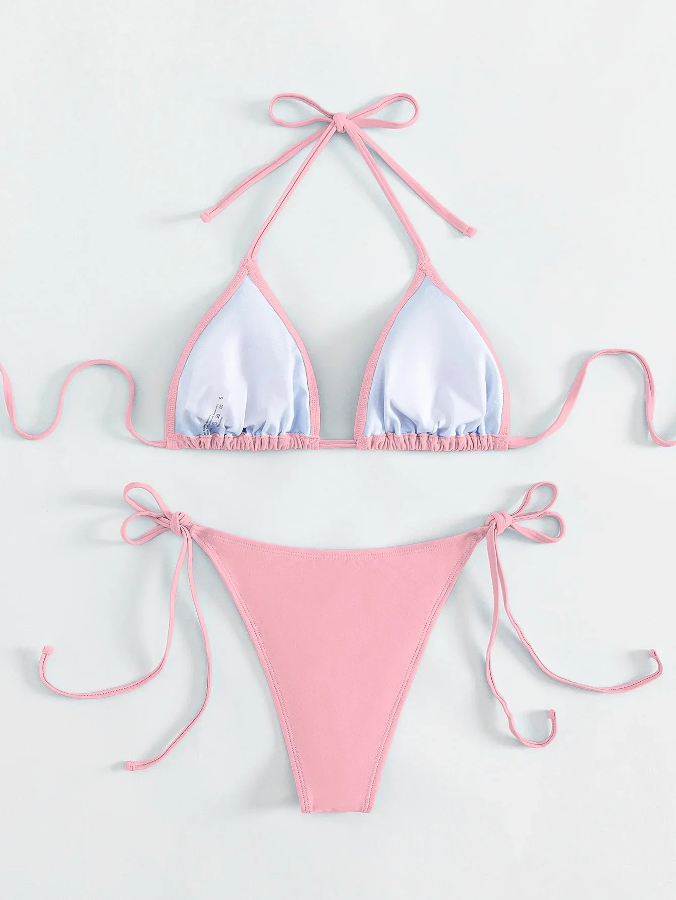 DEKA Women Sexy Rhinestones Bikini Set With Solid Color Thong Swimwear Female Push Up Swimsuit Beach Swimming Bathing Suit