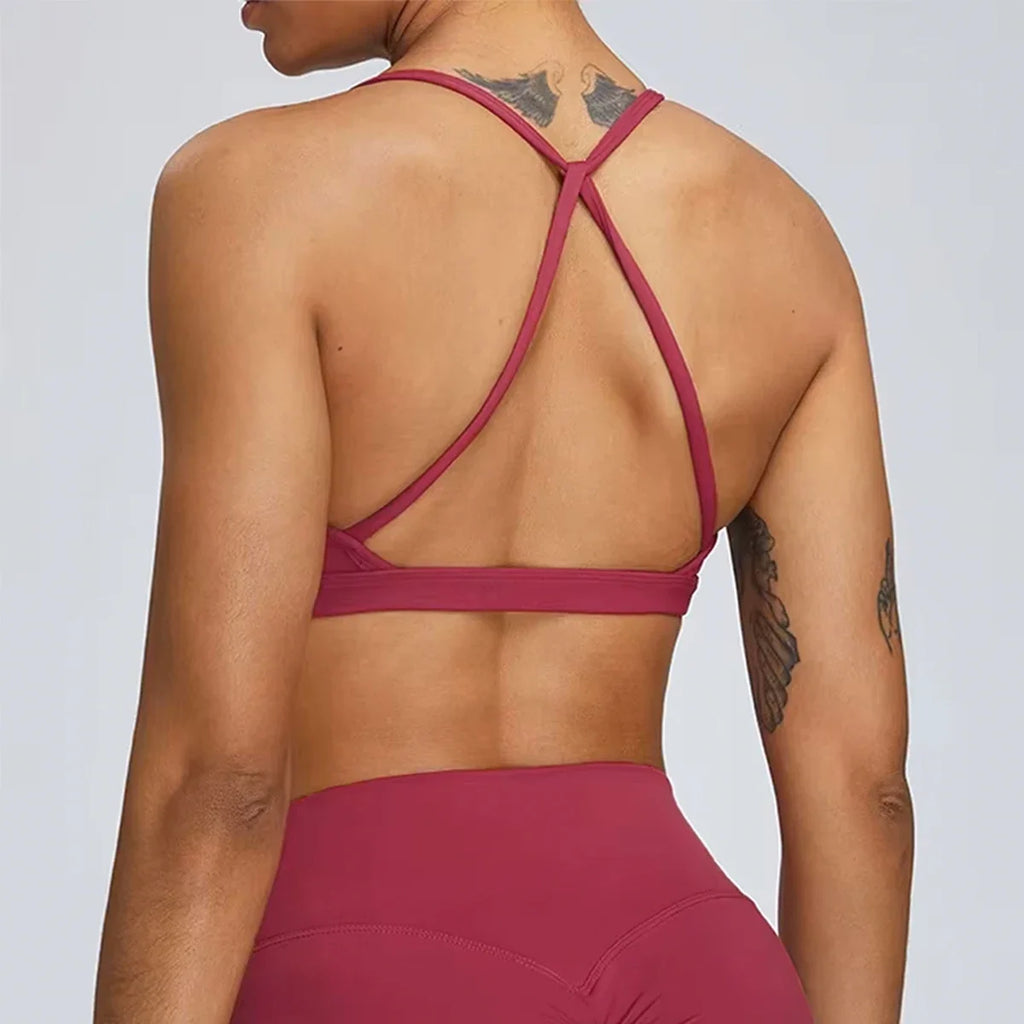 Hearuisavy Summer Scrunch Sports Bra Gym Top Women Running Back Cross Top Sportswear Yoga Underwear Fitness Workout Yoga Clothes