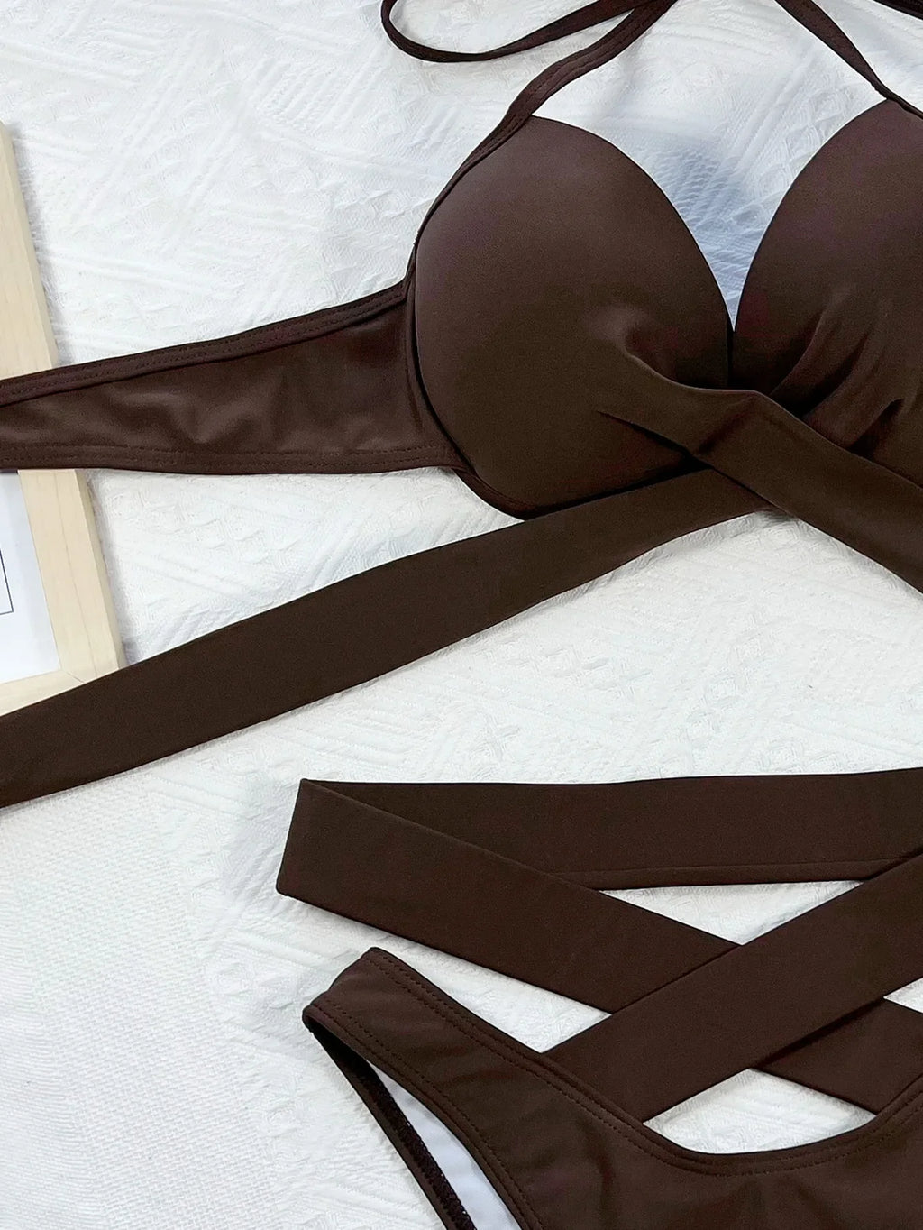 DEKA Sexy Solid Push Up Strapped Bikini Set Tied High Waist Thong Swimsuit Women Swimwear Beach Backless Bathing Suit