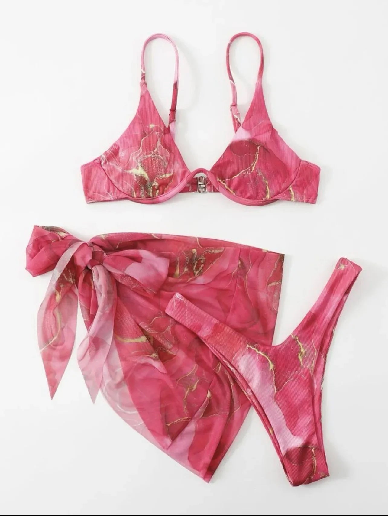 2026 Push Up 3 Pieces Bikini & Beach Slirt Swimsuit Women Strappy Swimwear Female Bathers Bathing Swimming Swim Suit Beachwear