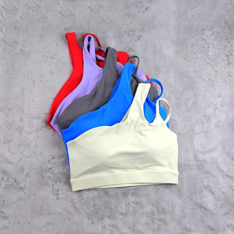 DIA FIT JOY Yoga Sports Bra Single Shoulder Irregular Strap Naked feel Sensation Beautiful Back Design Comfortable Breathable