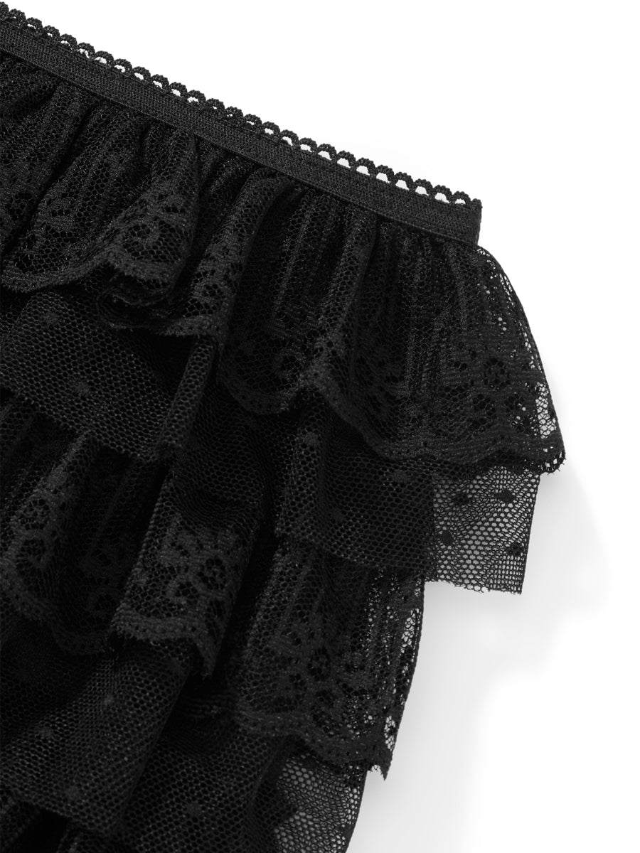 Women's Lace Shorts Ruffle Layered Elastic Waist Short Pants Bloomers Streetwear
