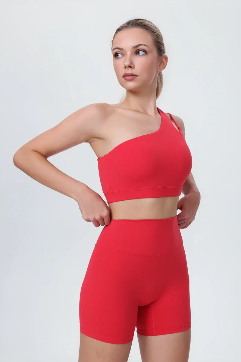 DIA FIT JOY Yoga Sports Bra Single Shoulder Irregular Strap Naked feel Sensation Beautiful Back Design Comfortable Breathable