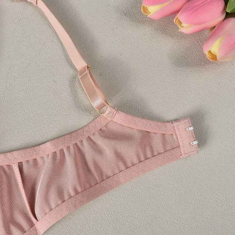 Toucheart 4-Piece Set Sexy Lingerie Set Embroidery Patchwork Mesh See-Through Exotic Underwear Women Garter Belt Underwear Suit