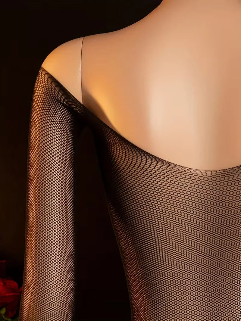 Crotchless Teddy Bodysuits Ultra Sexy Lingerie Women Transparent Fishnet Underwear Erotic Apparel Bodystockings Babydoll Dress