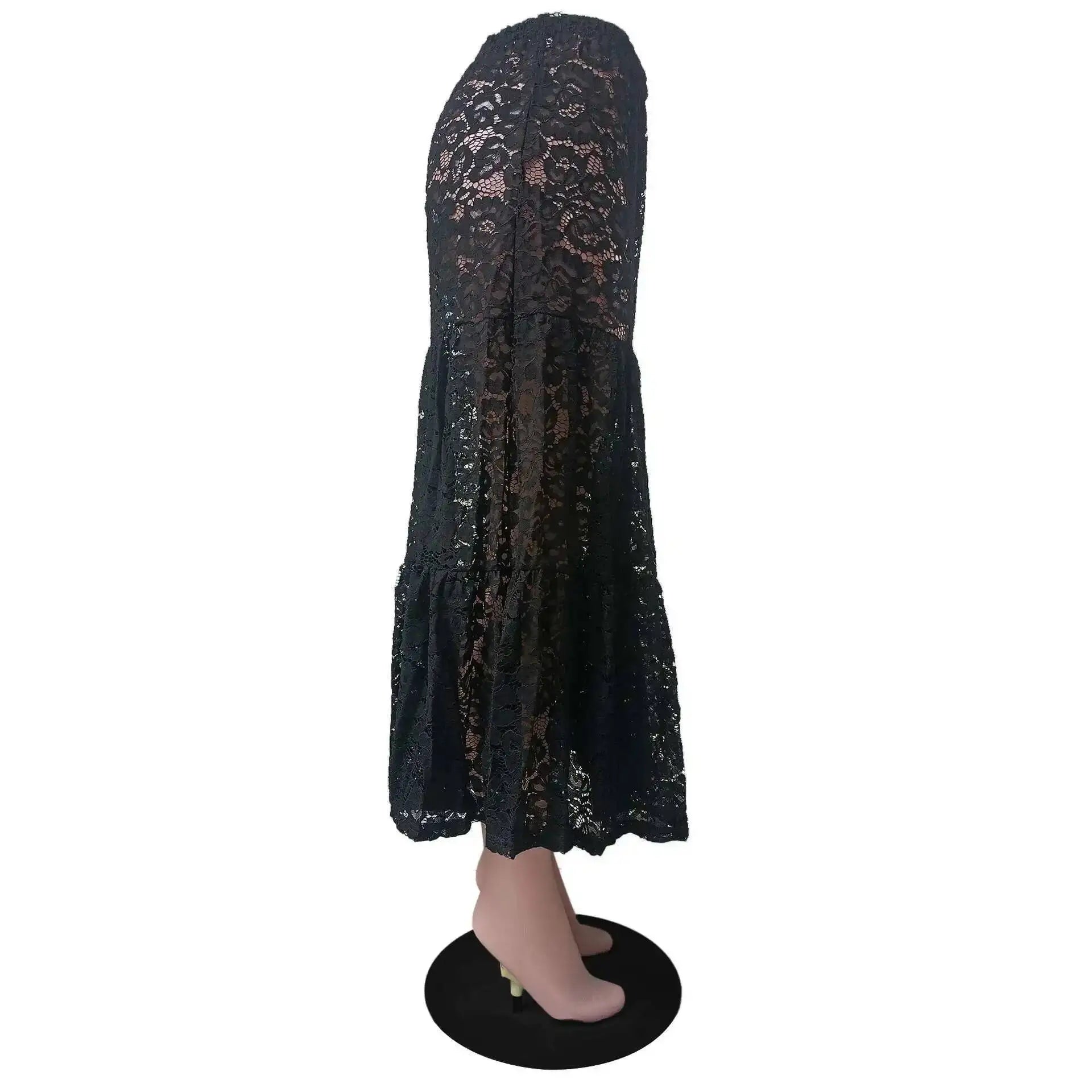 Mesh Sheer Lace Skirts Women High Waist Street Fashion Loose Hollow Out Long Skirt Party Sexy Patchwork Clubwear 2026 50JZ