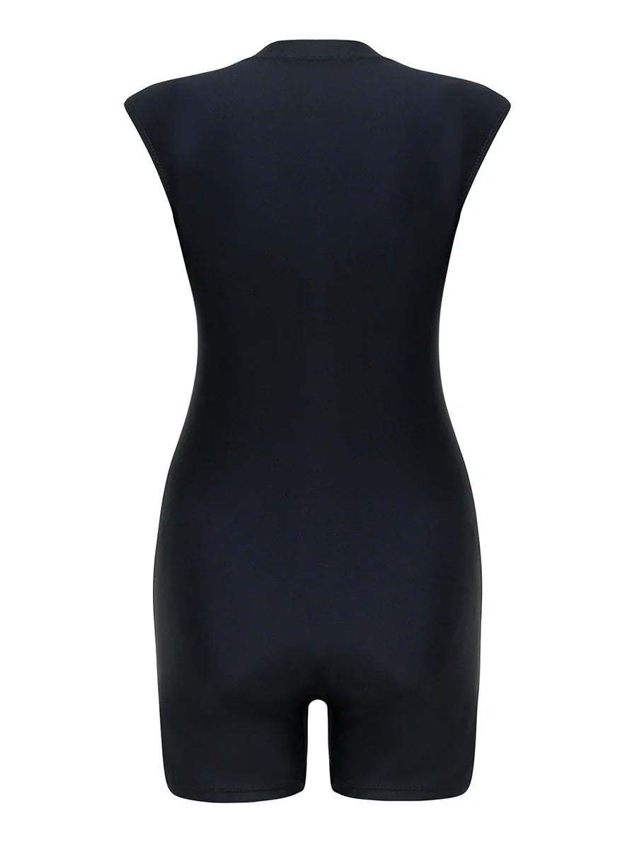 2026 Zipper Rushguard Sleeveless Slim Swimsuit Women One Piece Swimwear Female Bather Bathing Swimming Swim Surf Suit Beachwear