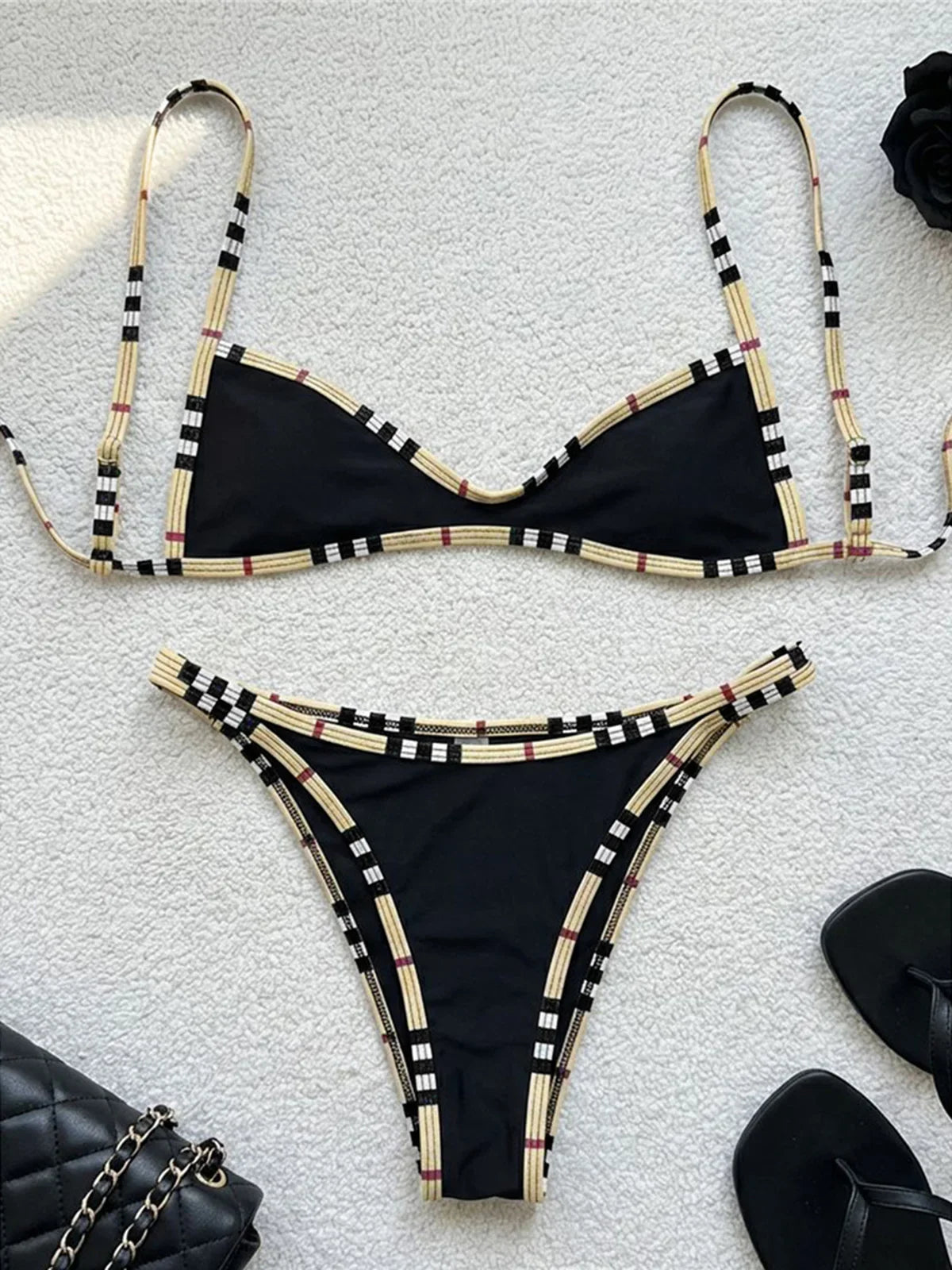 XS - L 2026 Printed Polka Dot Bikini Female Swimsuit Women Swimwear Two-pieces Bikini Set Plaid Bather Bathing Suit Swim V8039