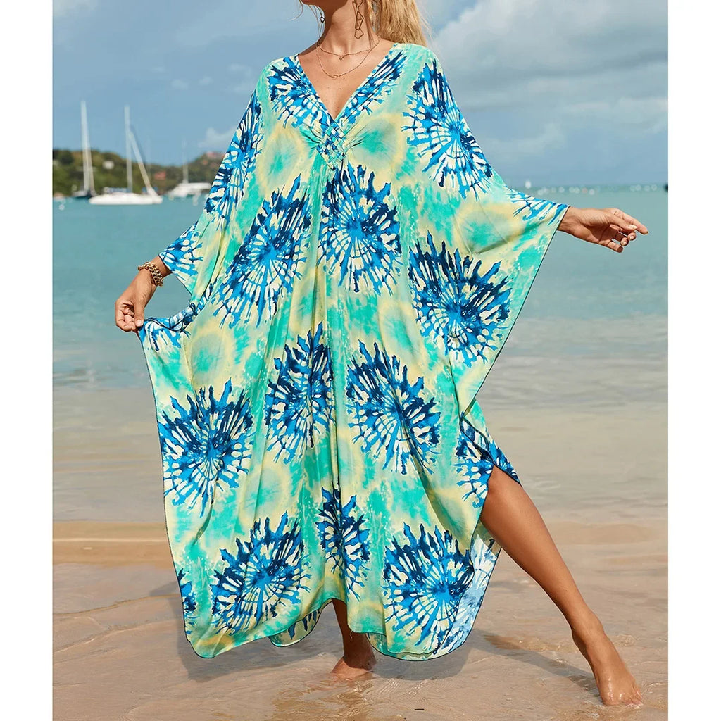 Sexy Zebra Printed V Neck Tunic Beach Cover Up Cover-ups Beach Dress Beach Wear Beachwear Beach Long Dress Female Women V4159
