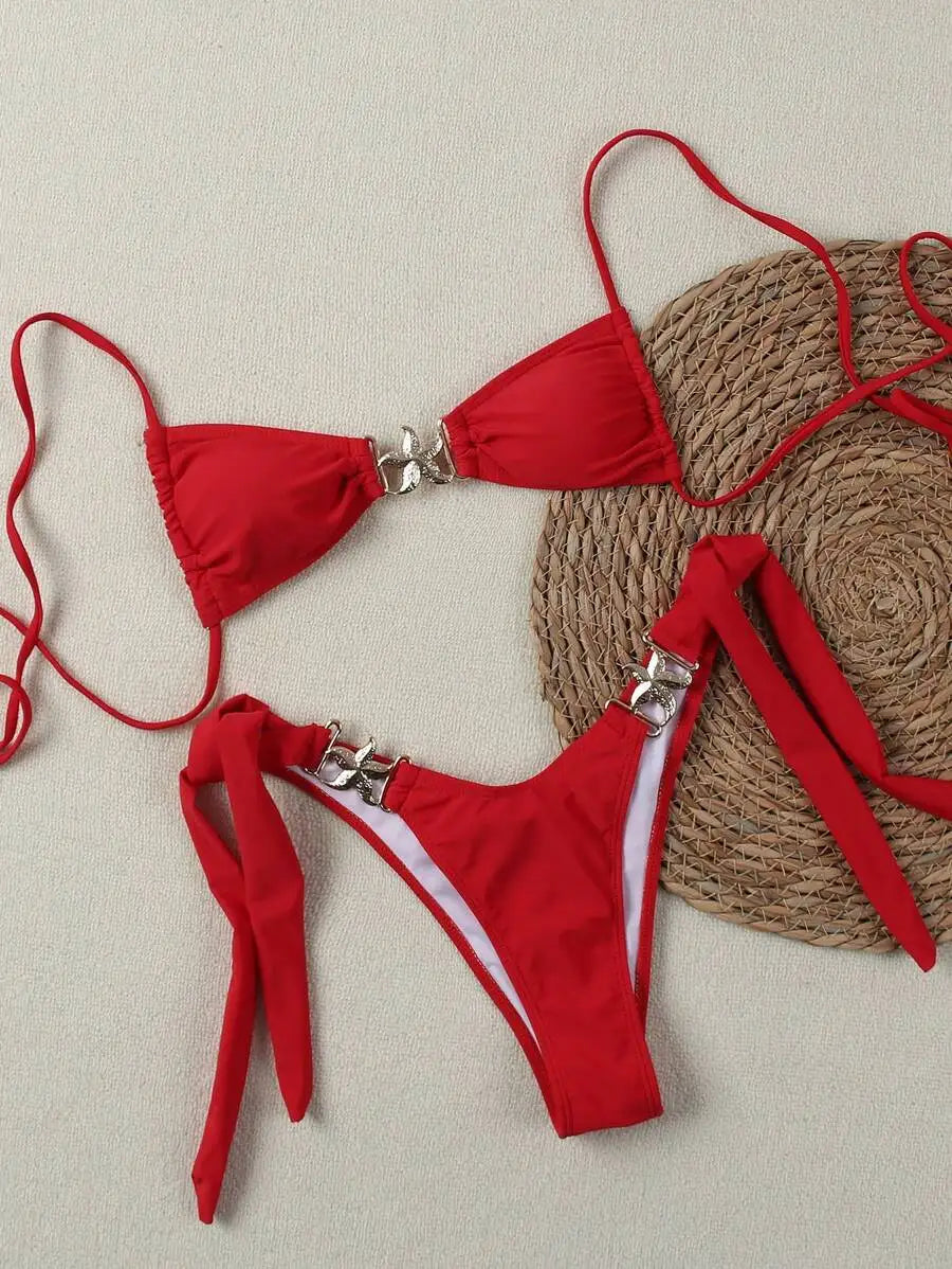 2026 Starfish Strappy String Thong Bikini Women Swimwear Female Sexy Swimsuit Solid Bathers Bathing Swimming Swim Suit Beachwear