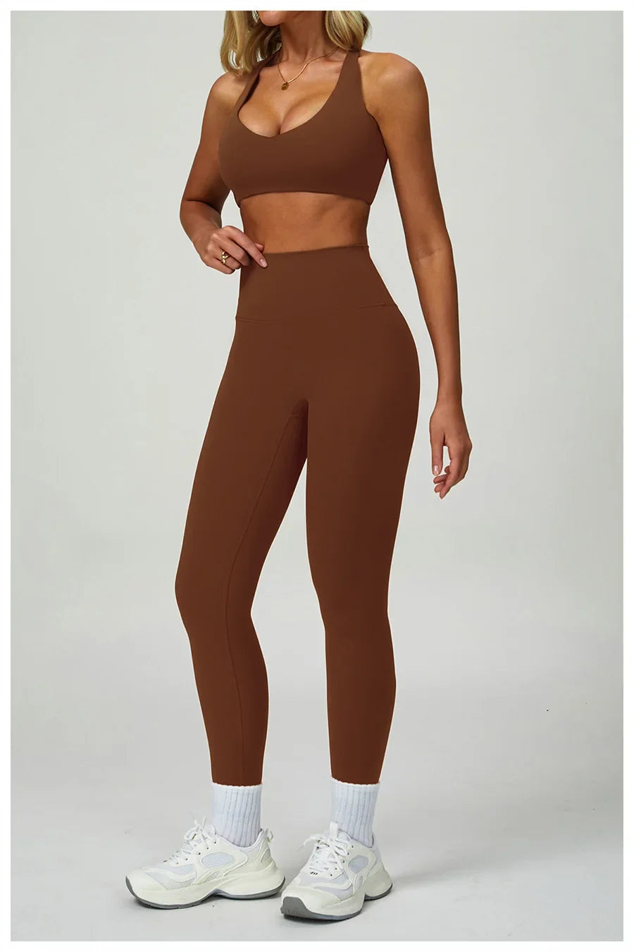 New Sportswear Seamless Yoga Set Gym Clothes Sportswear Long sleeved jacket Women Fitness Set Tracksuits Sports Bra Gym Leggings