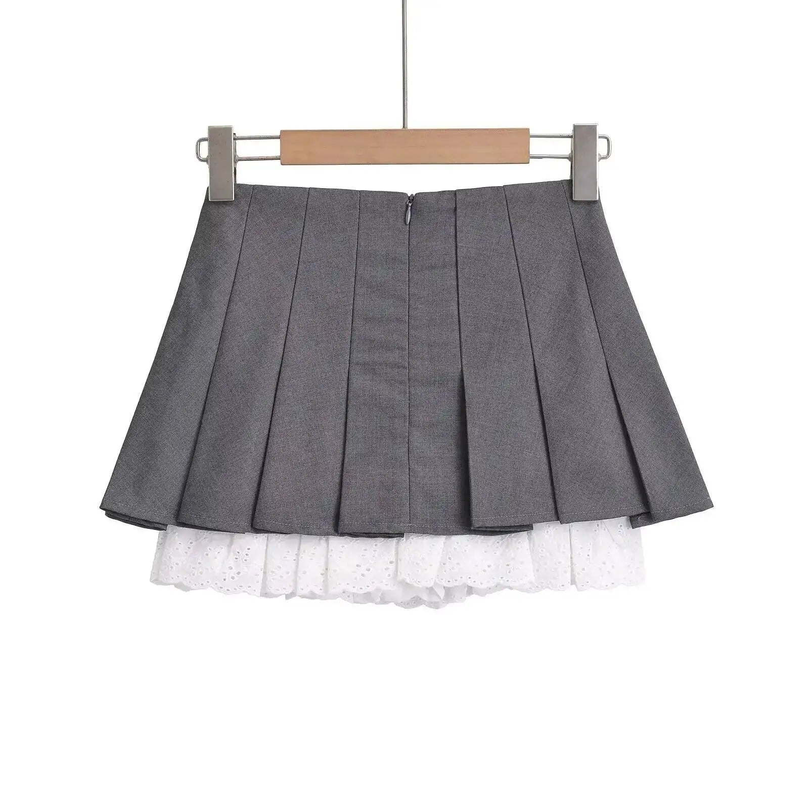 Summer New Leisure Lace Splicing Short Skirt Women Pure Desire Spicy Girl High Waist Hundred Fold A-line Half Length Skirt 7V01