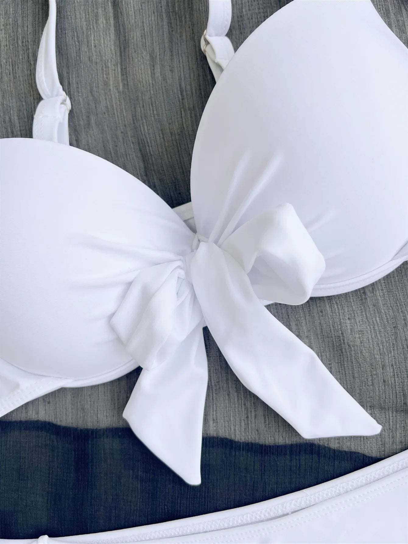 Sexy Front Bow Knot Push Up Bikinis Two Pieces Solid Swimsuit Tie Bikini Swimsuit Swimwear Biquini Conjunto De Bikini Tankini