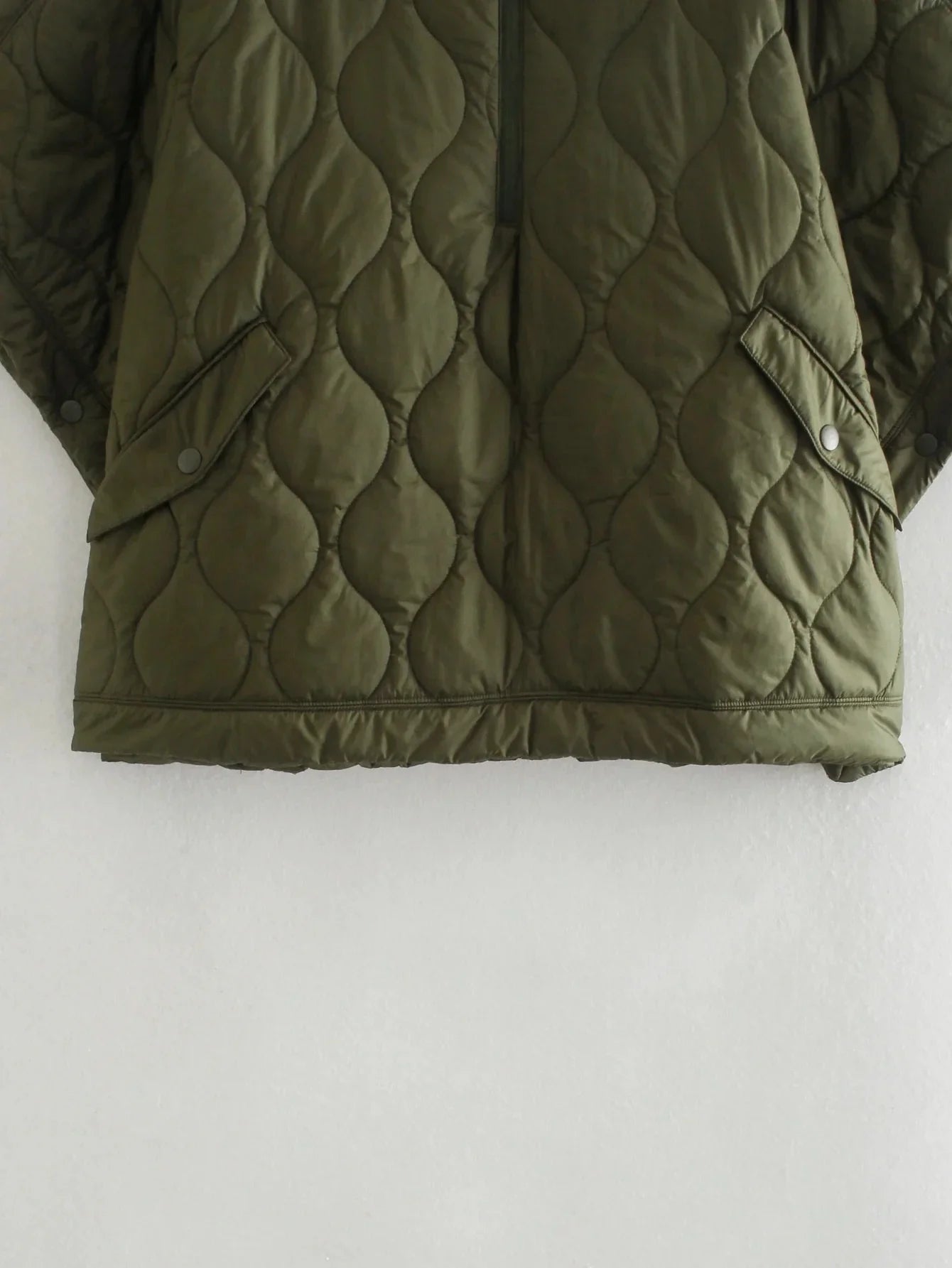 Quilted Argyle Coat Cape Rainproof Jacket Women Winter Jacket Army Green Casual Padded Loose Parkas Oversize Turtleneck Coat