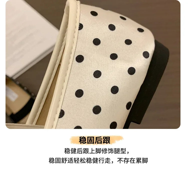 Polka Dot Women Ballet Flats Comfortable Round Toe Elastic Band Shoes Street Style Soft Sole Ladies Eelgant Wedding Dress Shoes