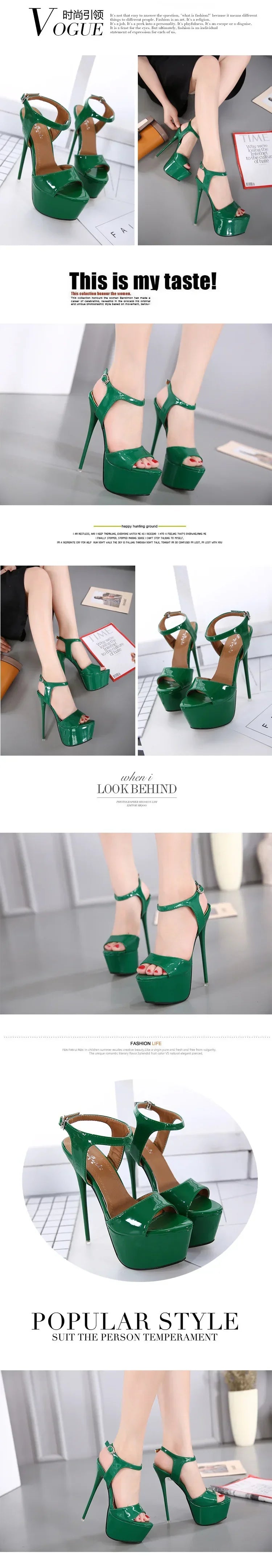 Women's High-Heeled Sandals 15cm Super High Heels Thin Heels Waterproof Platform One-Button Strap Sexy Women's Shoes 2026