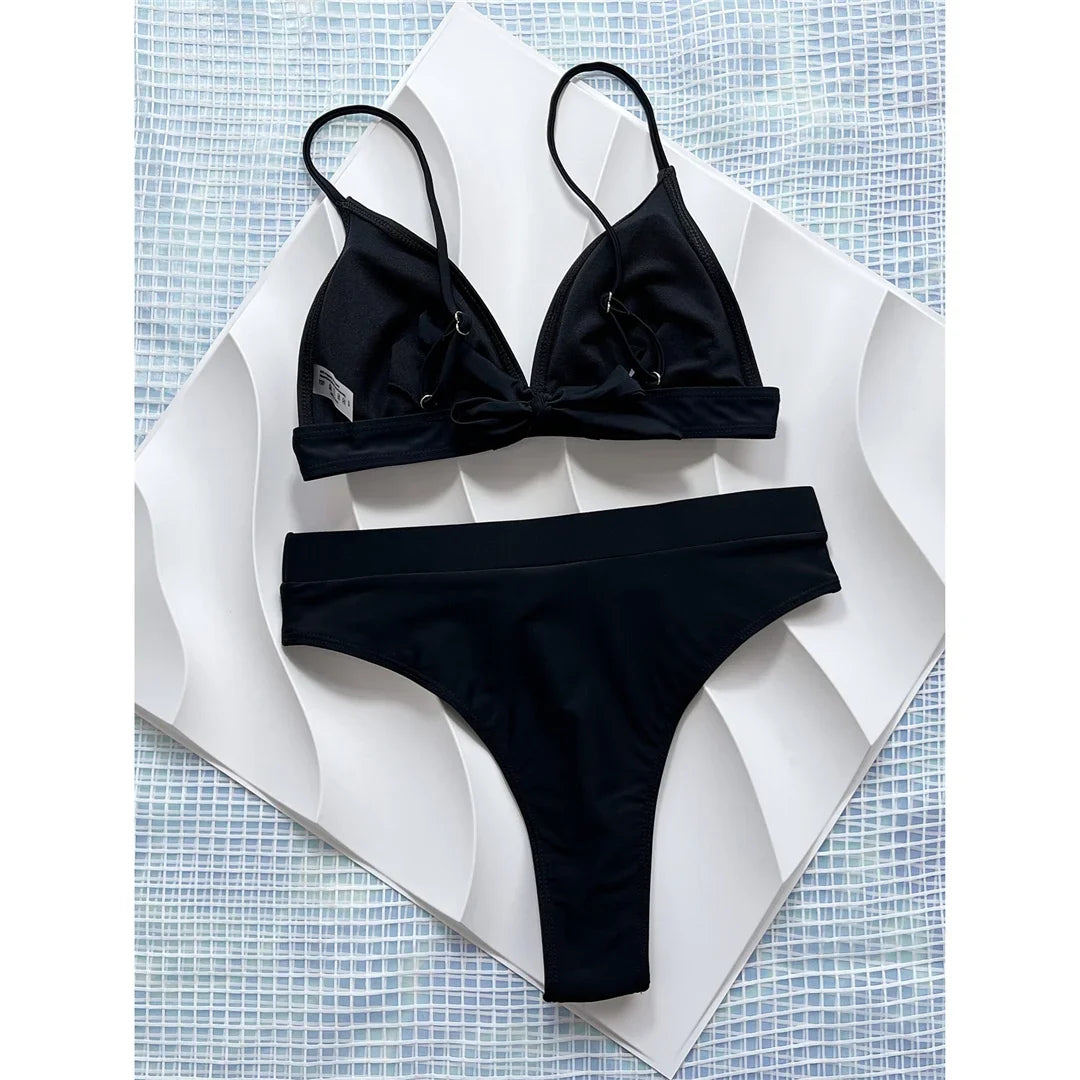 Sexy Brazilian High Cut High Waist Bikini Women Swimwear Two-Pieces Bikini Set Female Swimsuit Bather Bathing Suit Swim V5497
