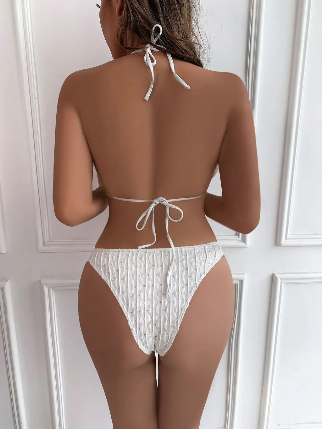 3pcs Sarong Beach Cover Up Skirt Wrinkled Bikini Women Swimwear Female Swimsuit Three-pieces Bikini Set Bathing Suit Swim Lady