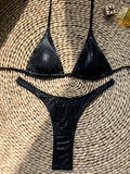 Halter Diamond Rhinestones Mini Thong Bikini Female Swimsuit Women Swimwear Two-pieces Bikini Set Bather Bathing Suit Swim Lady
