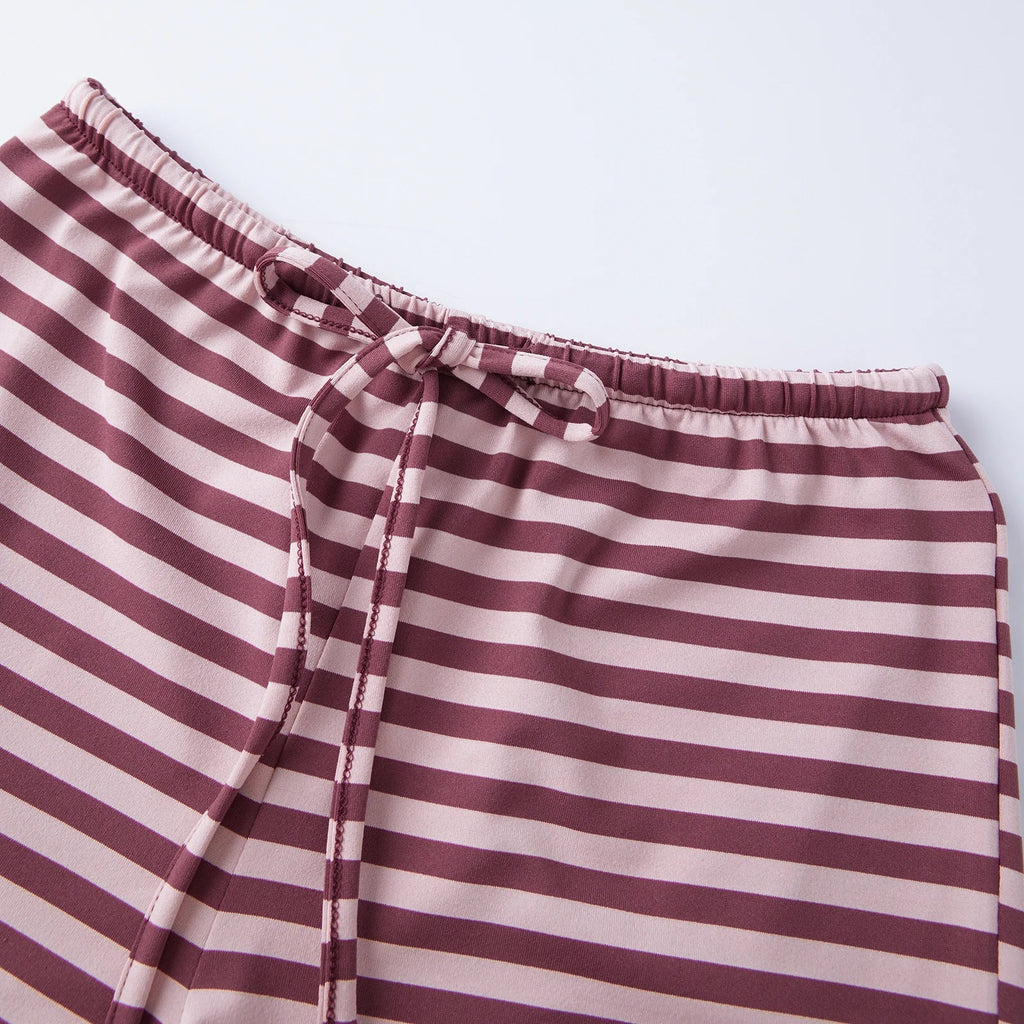 Women's Summer Striped Short Outfits Casual Stylish Short Sleeve Tee Tops and Shorts 2 Pcs Sets Daily Casual Sporty Loungewear