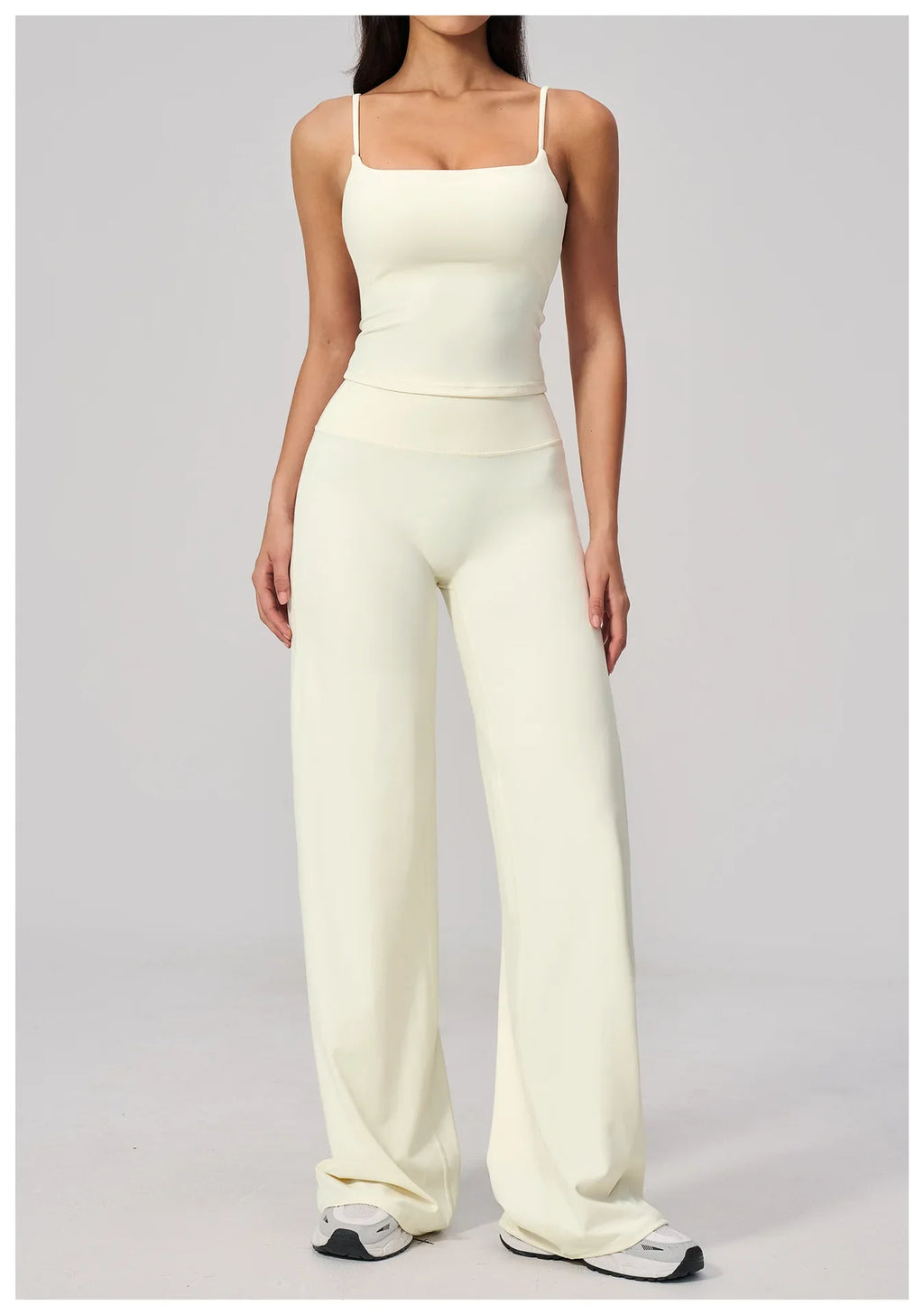 Yoga Suit Gym Fitness Set Hanging Neck Slim Sports Tank Top High Waist Wide Leg Pants Tracksuit Outdoor Running Athletic Wear
