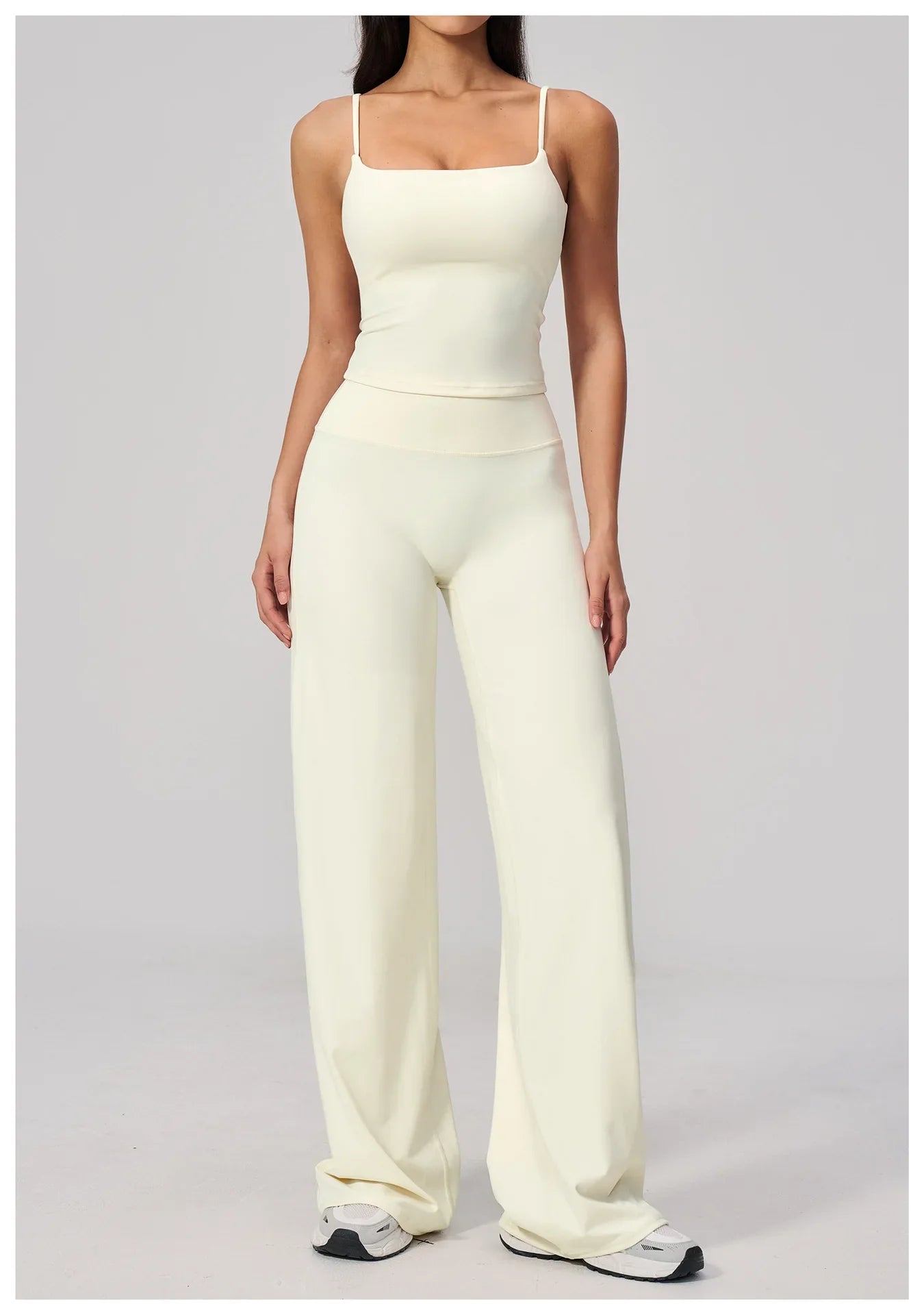 Yoga Suit Gym Fitness Set Hanging Neck Slim Sports Tank Top High Waist Wide Leg Pants Tracksuit Outdoor Running Athletic Wear