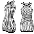 Fishnet Women Sexy Beach Cover Up Dress Women Stretch See Through Sleeveless without Bikini Swimsuit Cover up Mini Beachwea
