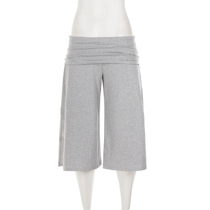 American knitted mid-waisted trousers, simple low-waisted straight loose casual trousers