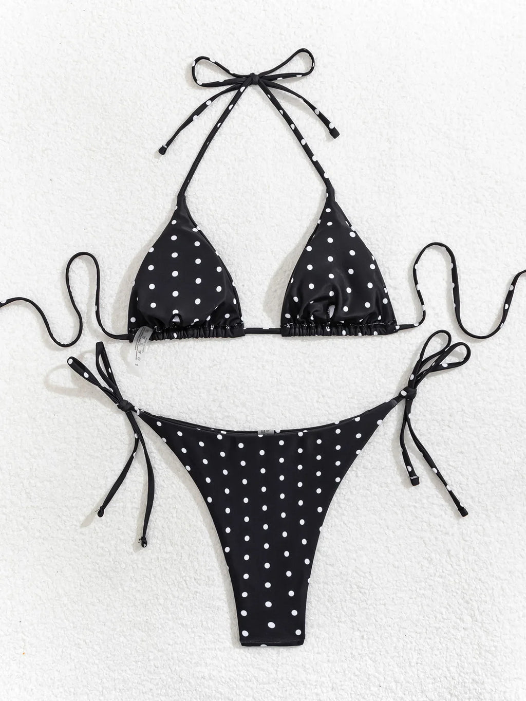 New Retro Polka Dot Tie Side Bikini Set for Women, Sexy Push Up Halter Neck Swimwear, High Waist Beach Bathing Suit, Summer