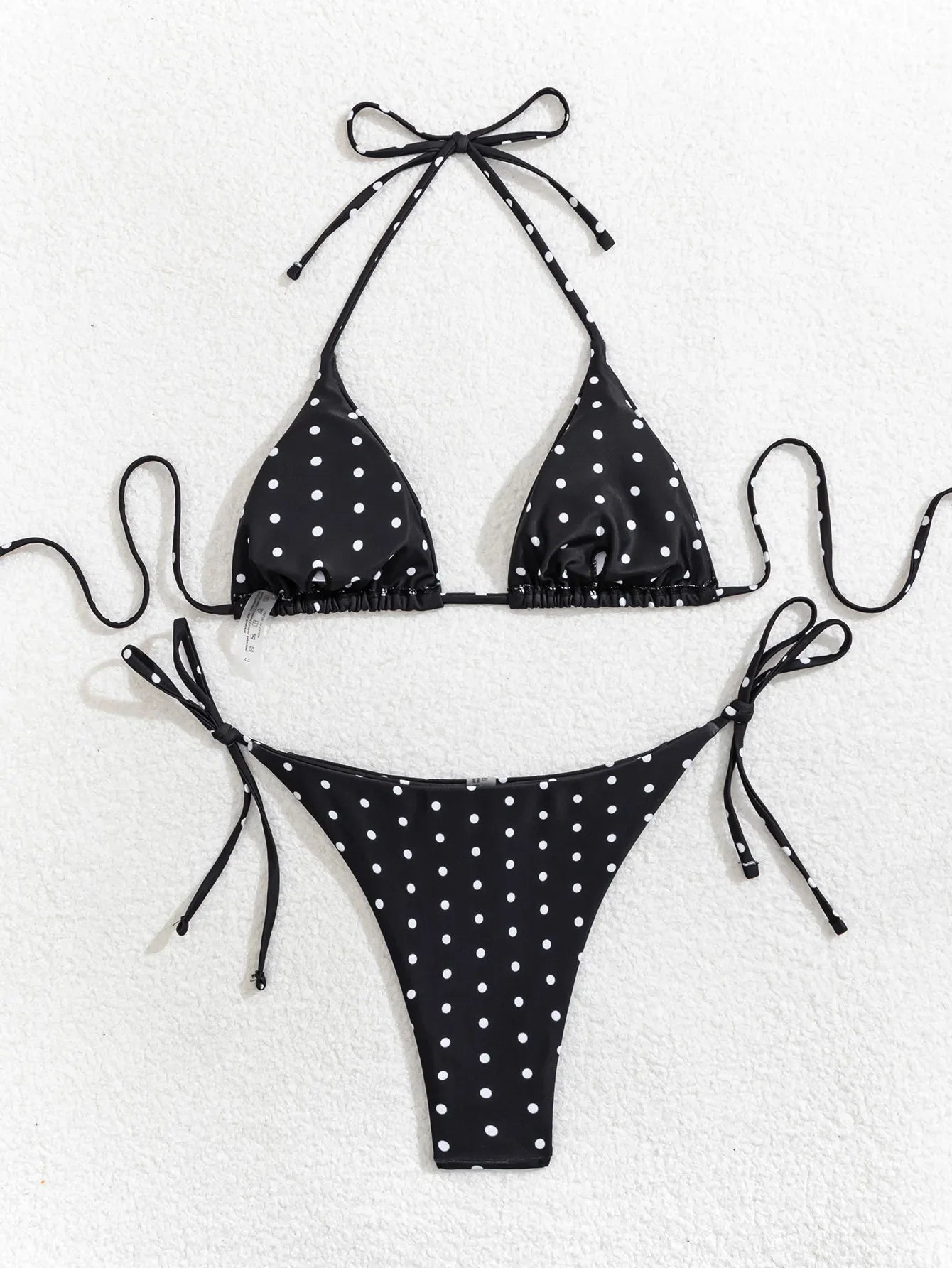 New Retro Polka Dot Tie Side Bikini Set for Women, Sexy Push Up Halter Neck Swimwear, High Waist Beach Bathing Suit, Summer