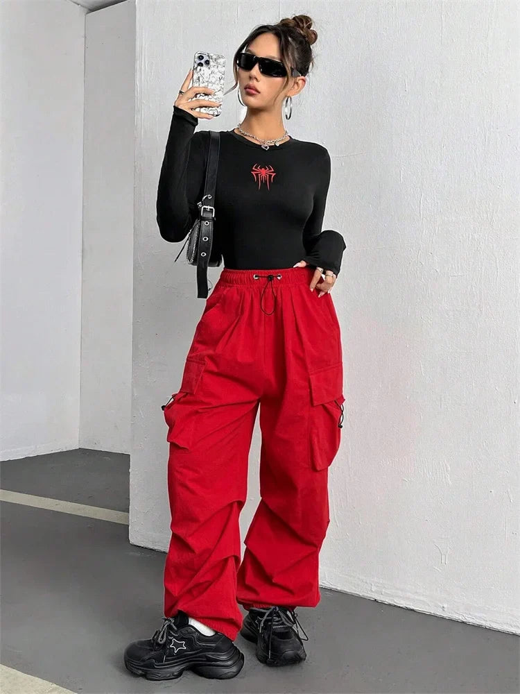 Women Spider Print Round Neck Long Sleeve Crop Tee Top Autumn Winter Spring Y2K Clothes Slim fit T-shirt