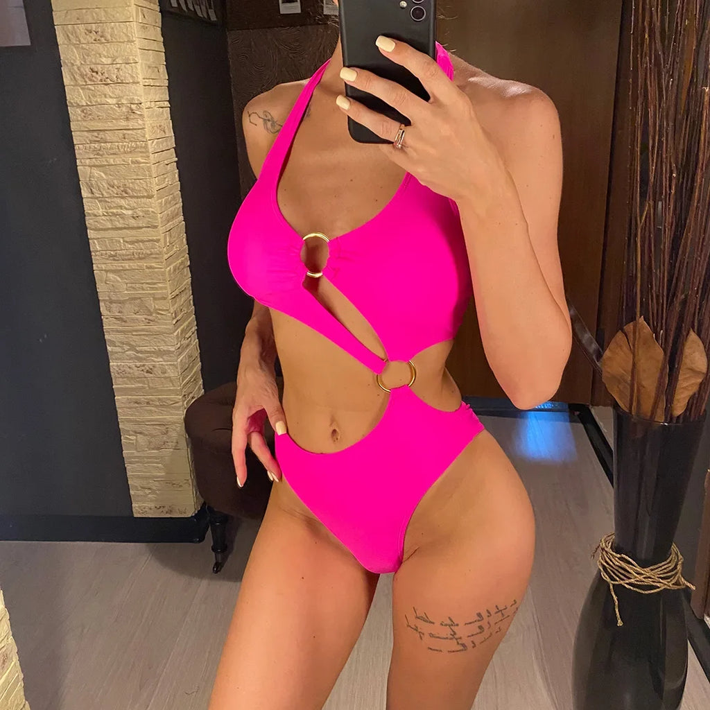 2026 Sexy Halter Asymmetric One Shoulder One Piece Swimsuit Women Swimwear Female Bather Bathing Suit Swim Lady Monokini V2660