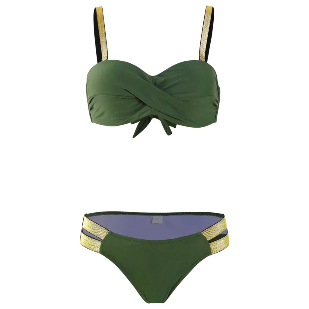 New S - XL Bra Bikini Push Up Swimsuit Female Swimwear Women Two-Pieces Bikini Set With Cup Bather Bathing Suit Swim Lady V2310