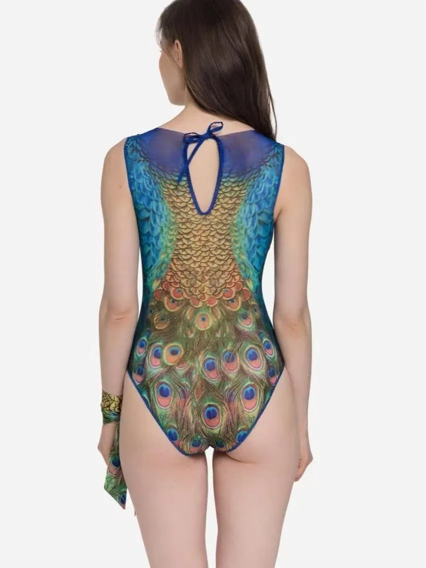 2026 New Printed One-piece Swimsuit Classic Printed Lace Up Swimsuit Women's Push Up Flower One-piece Suit Beach Wear For Female
