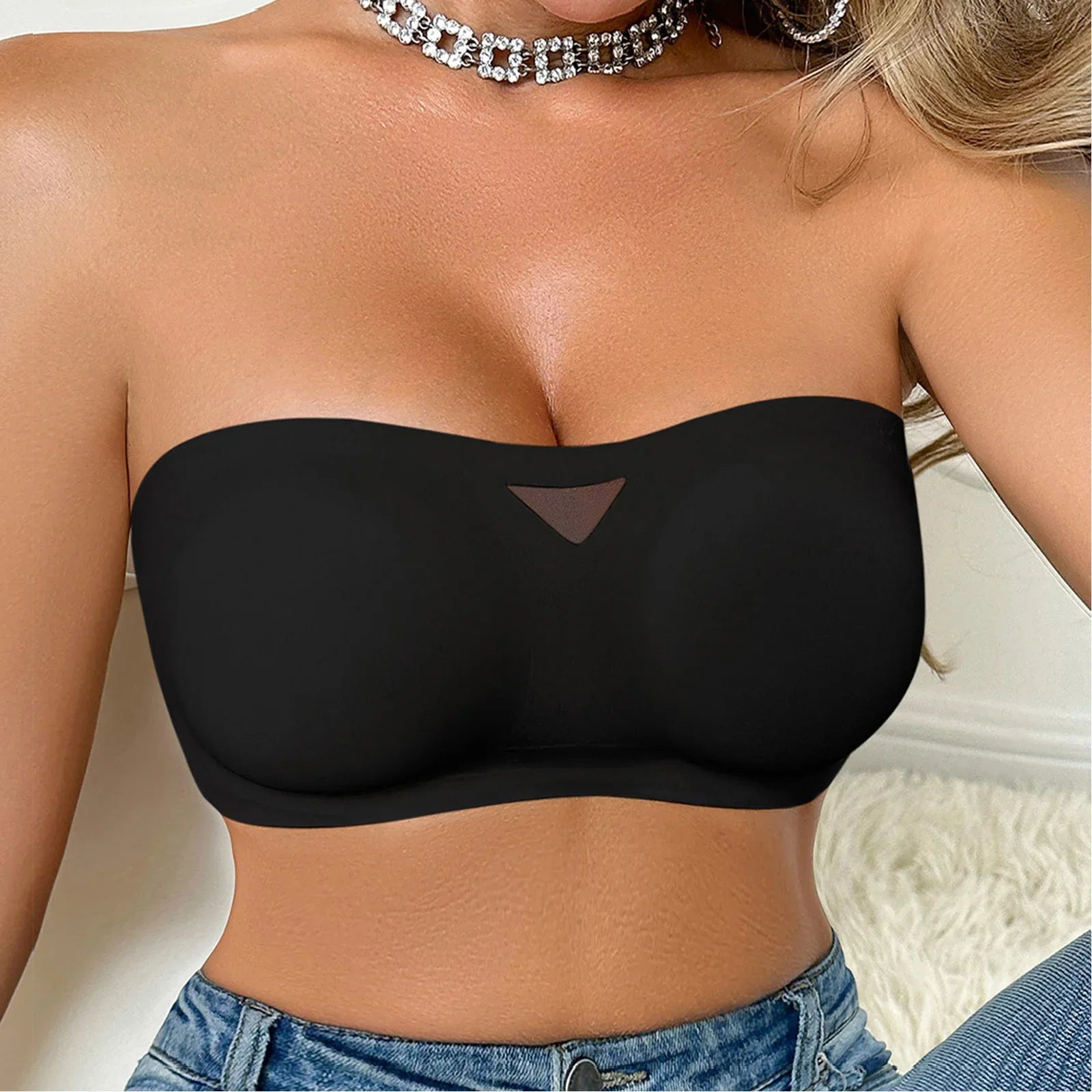Women's Sexy Strapless Push Up Bra Padded Seamless Invisible Wireless Bandeau Bra Women Beauty Back Anti Slip Off Shoulder Bras