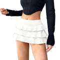 Summer Solid Color Sexy Mini Skirt Women Going Out Skirts High Waist Layered Ruffle Short Skirt for Club
