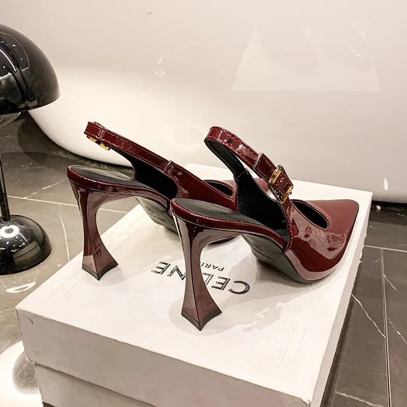 2026 Pointed Sandalias De Mujer Shallow Comfortable Patent Leather Fashion Shoes Woman French Sexy High Heels Designer Footwear