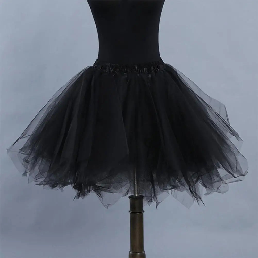Women Skirt A-line Big Swing Multi-layered Candy Color High Elastic Waist Fluffy Gauze Dancing Performance Short Pleated Skirt
